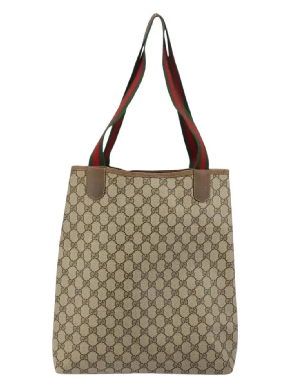 GUCCI GG Supreme Web Sherry Line Bag PVC Beige Red Green 39 02 003 Auth